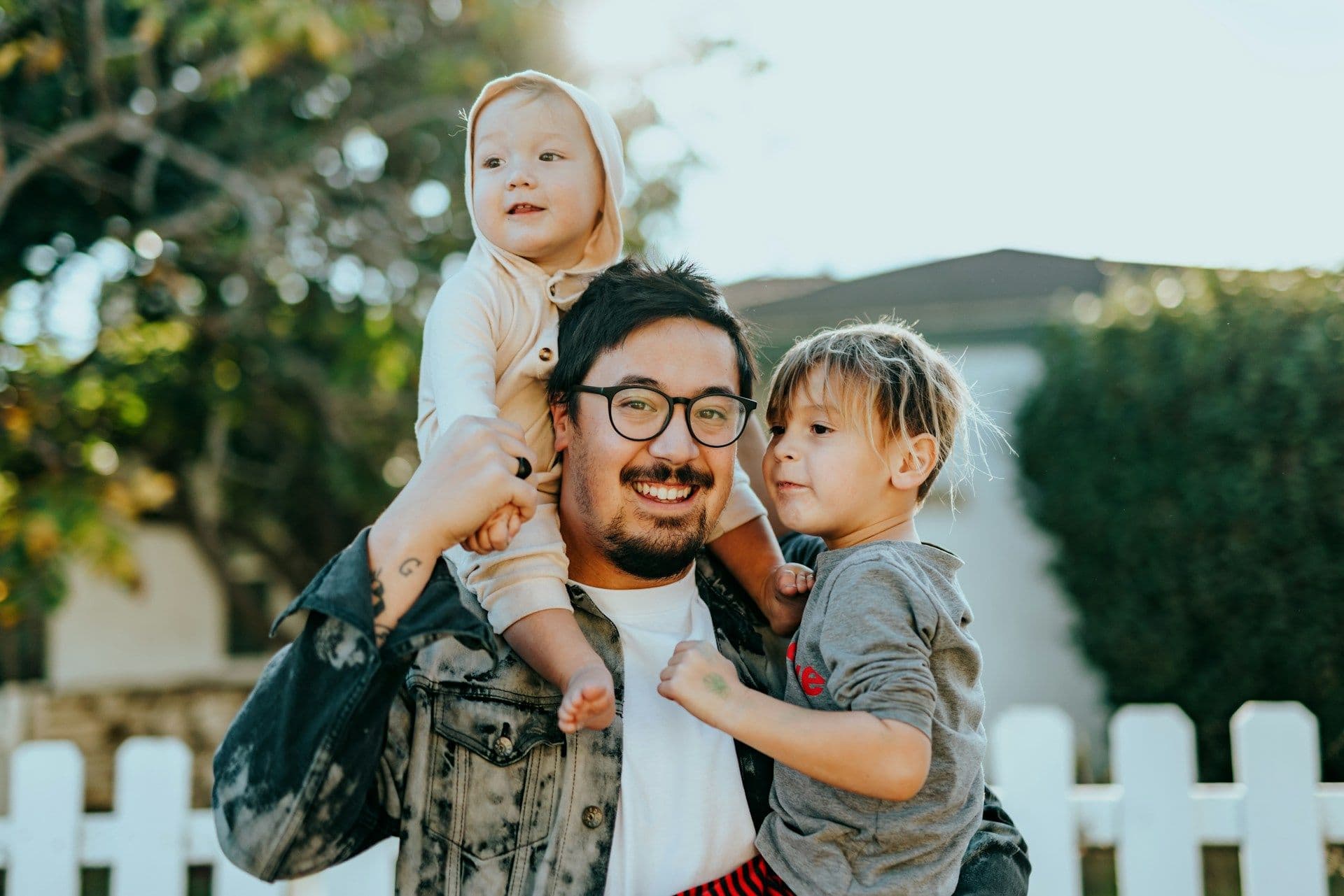 Man with his children